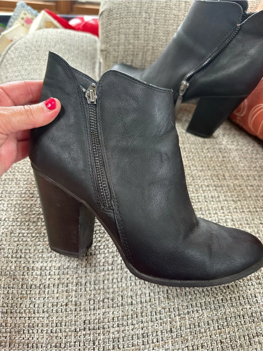Michael Kors Black Leather Ankle Booties with Block Heel